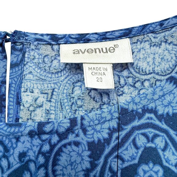 AVENUE Blue Boho Blouse Plus Size 20 Rayon Tunic Top Long Sleeve NWT - Picture 4 of 14